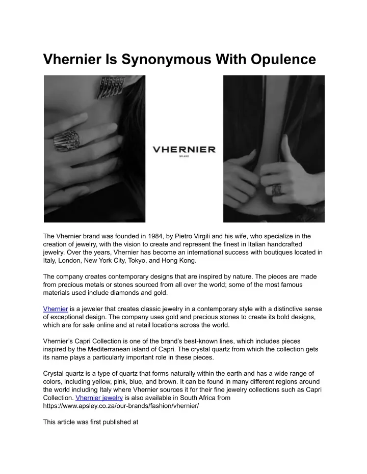 PPT Vhernier Is Synonymous With Opulence PowerPoint Presentation