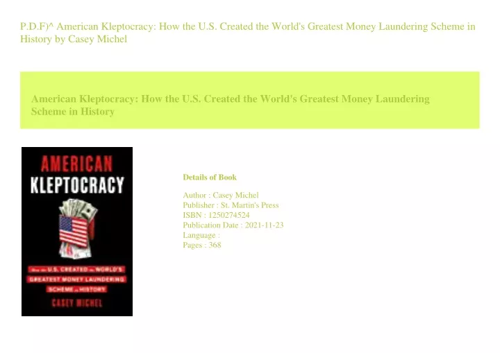 PPT - P.D.F)^ American Kleptocracy How the U.S. Created the World's ...