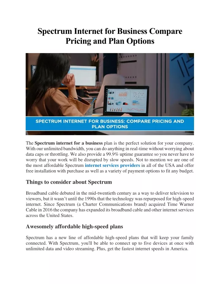 PPT Spectrum for Business Compare Pricing and Plan Options