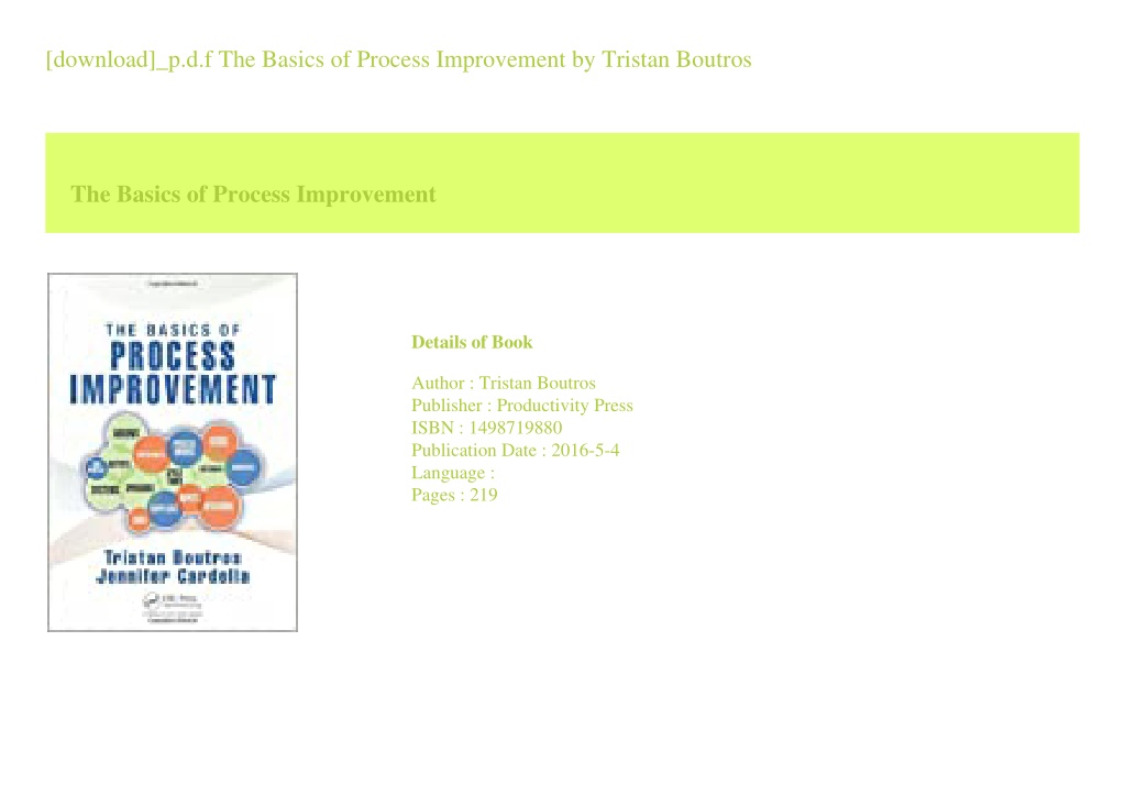 PPT - [download]_p.d.f The Basics Of Process Improvement By Tristan ...