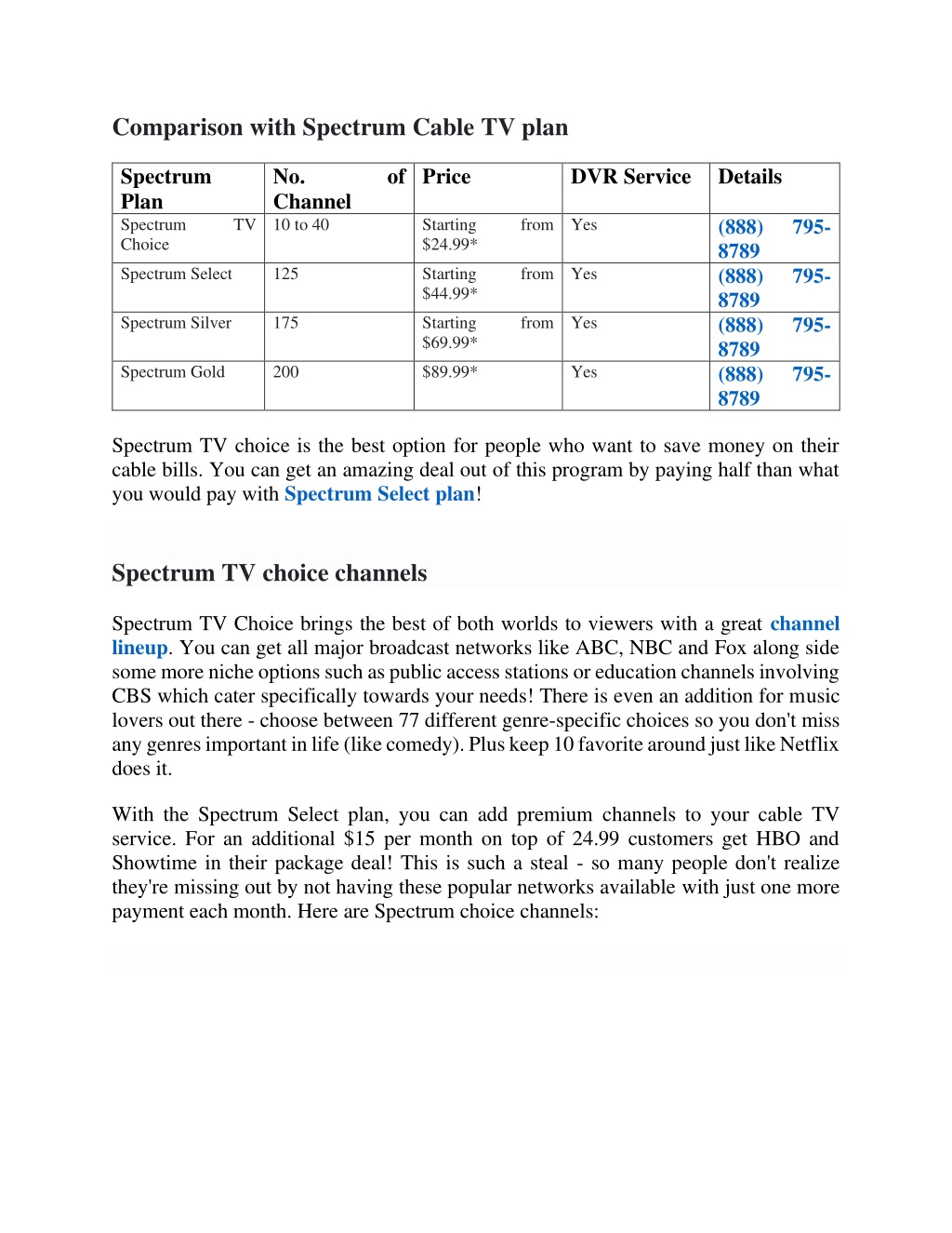 tv choice spectrum channels