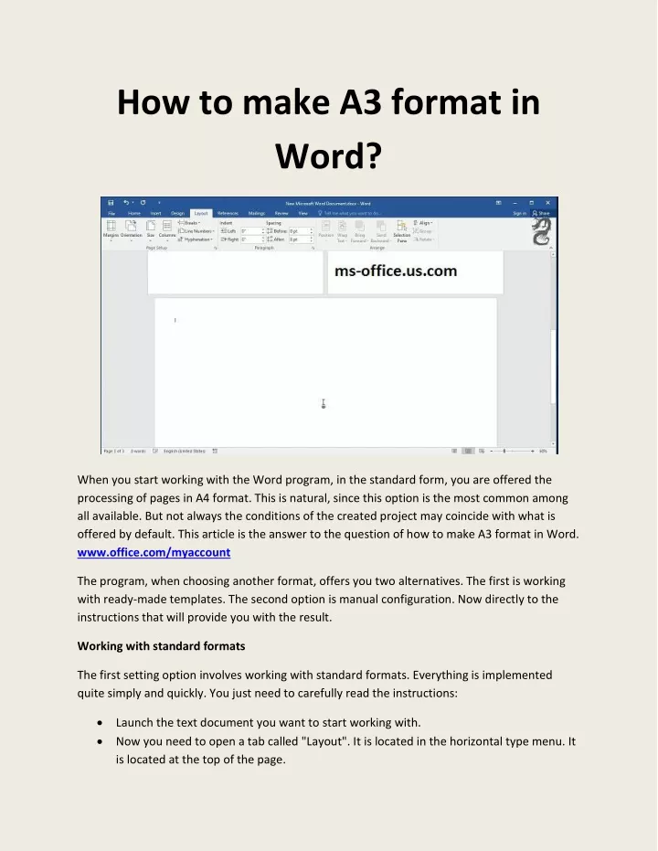 comment faire un format a3 sur word