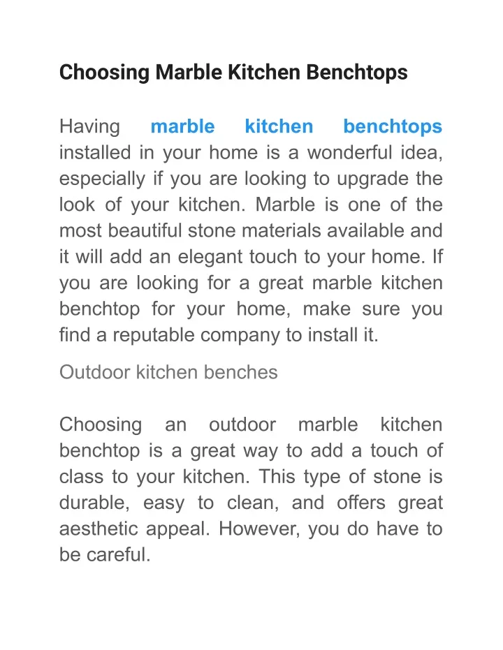 PPT Choosing Marble Kitchen Benchtops PowerPoint Presentation Free 
