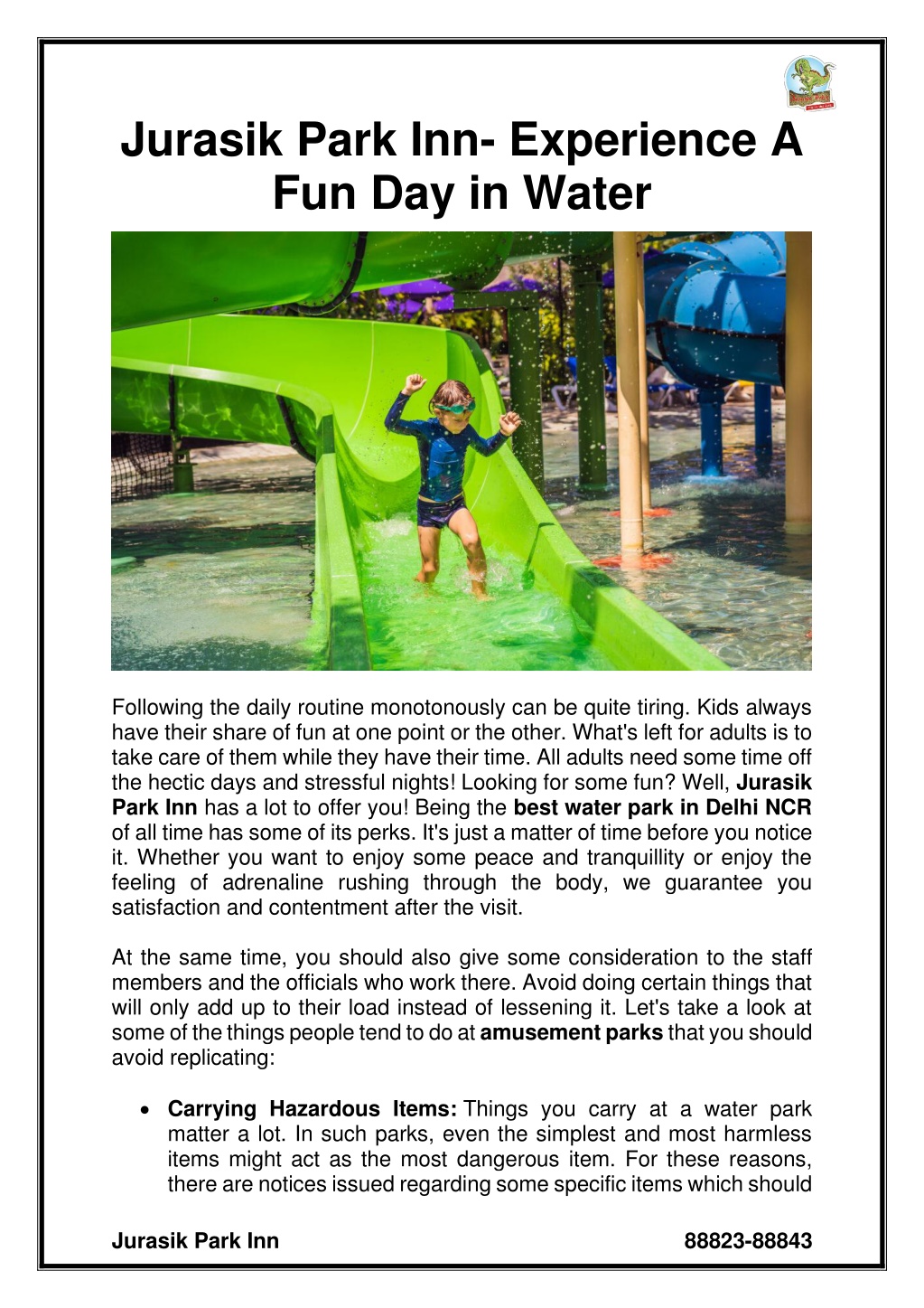 PPT - Jurasik Park Inn- Experience A Fun Day In Water PowerPoint ...