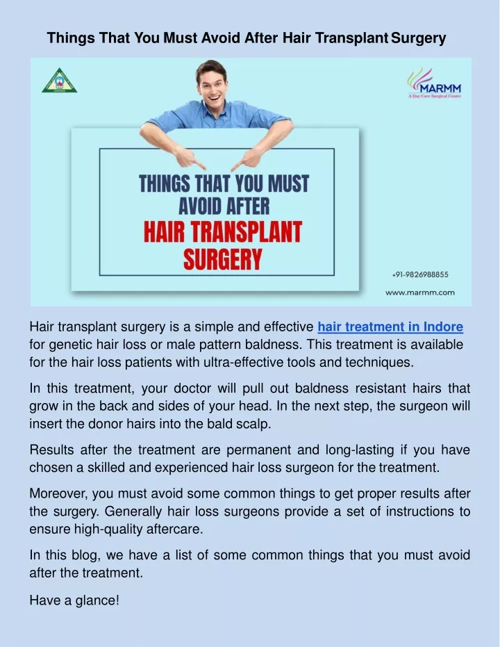 Ppt Things That You Must Avoid After Hair Transplant Surgery