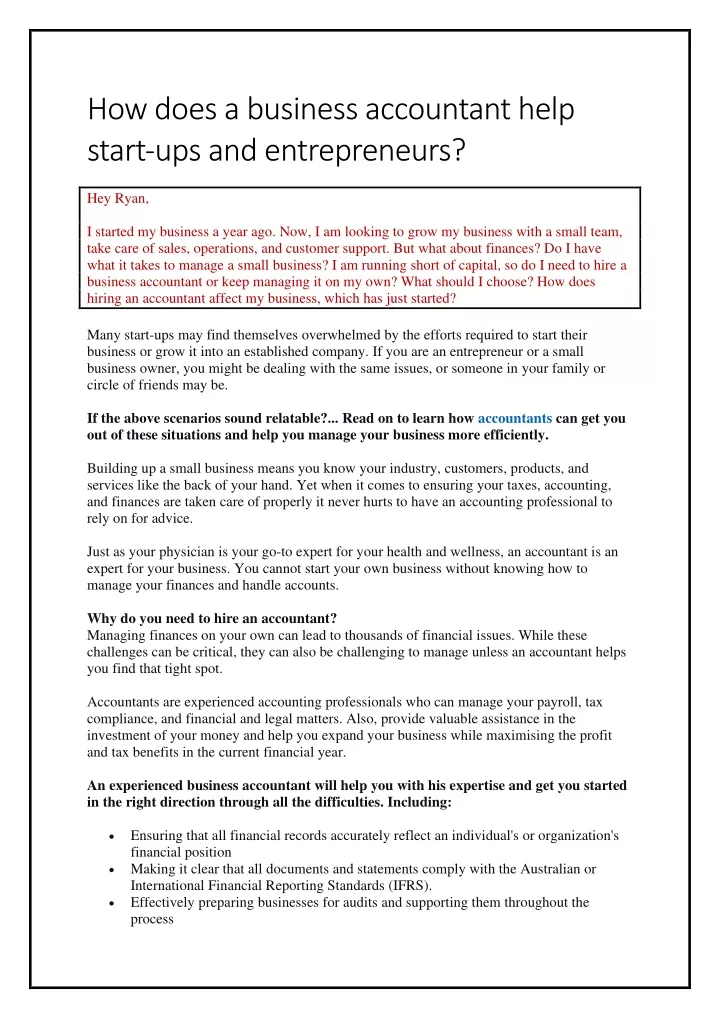 PPT How does a business accountant help startups and entrepreneurs? PowerPoint Presentation