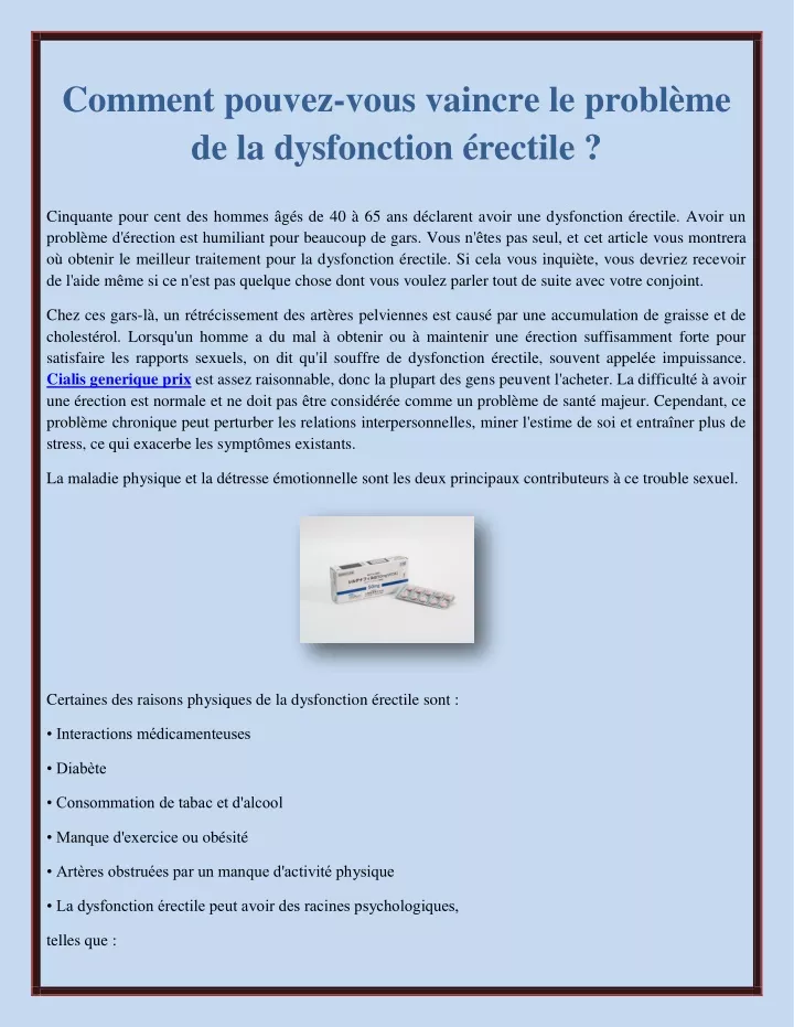 dysfonction rectile c quoi