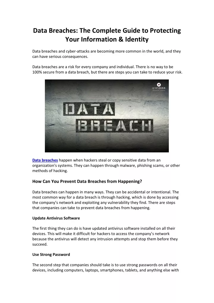 Ppt Data Breaches The Complete Guide To Protecting Your Information And Identity Powerpoint 8746