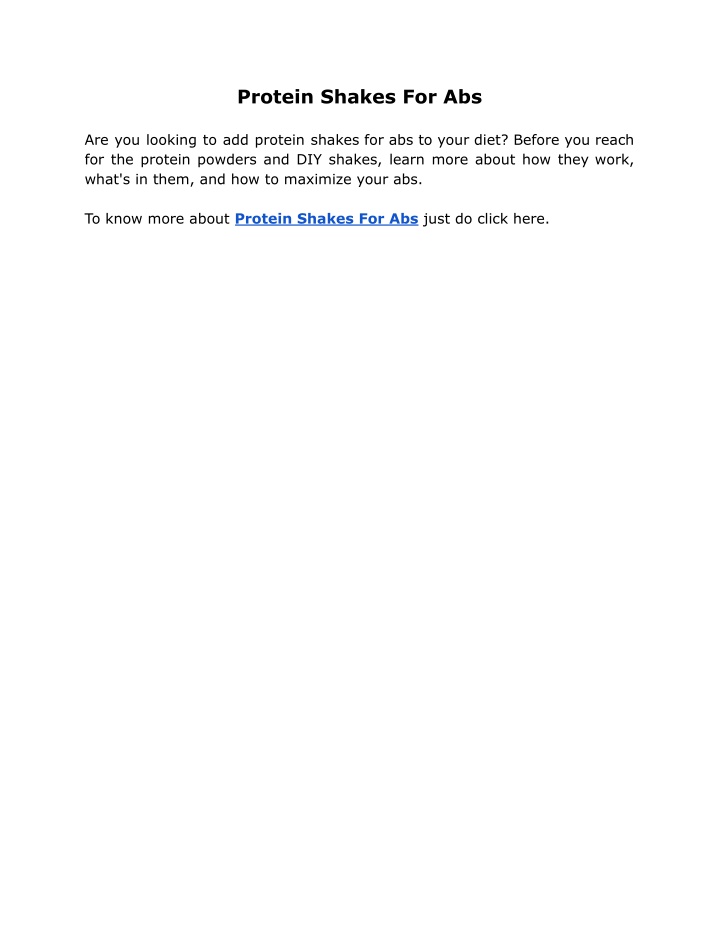PPT Protein Shakes For Abs PowerPoint Presentation, free download