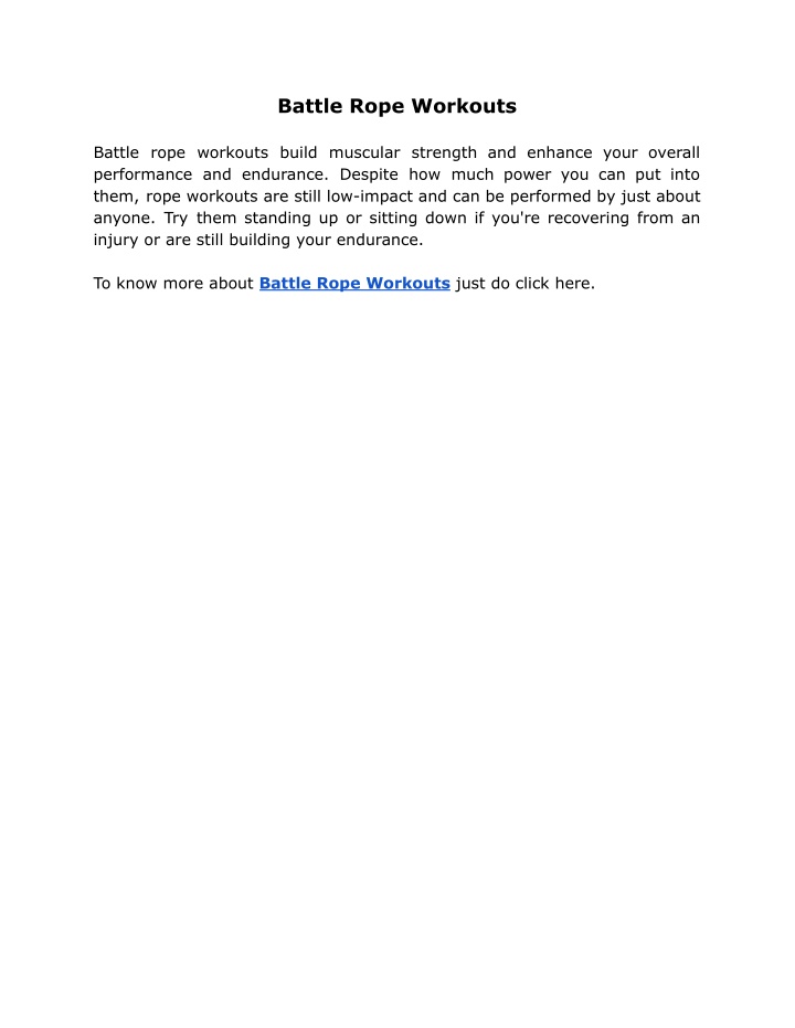 PPT - Battle Rope Workouts PowerPoint Presentation, free download - ID ...