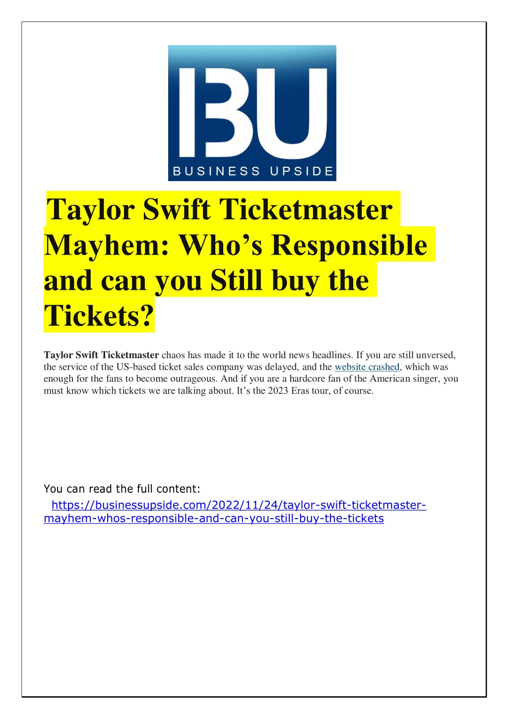 PPT Taylor Swift Ticketmaster Mayhem Who’s Responsible and can you