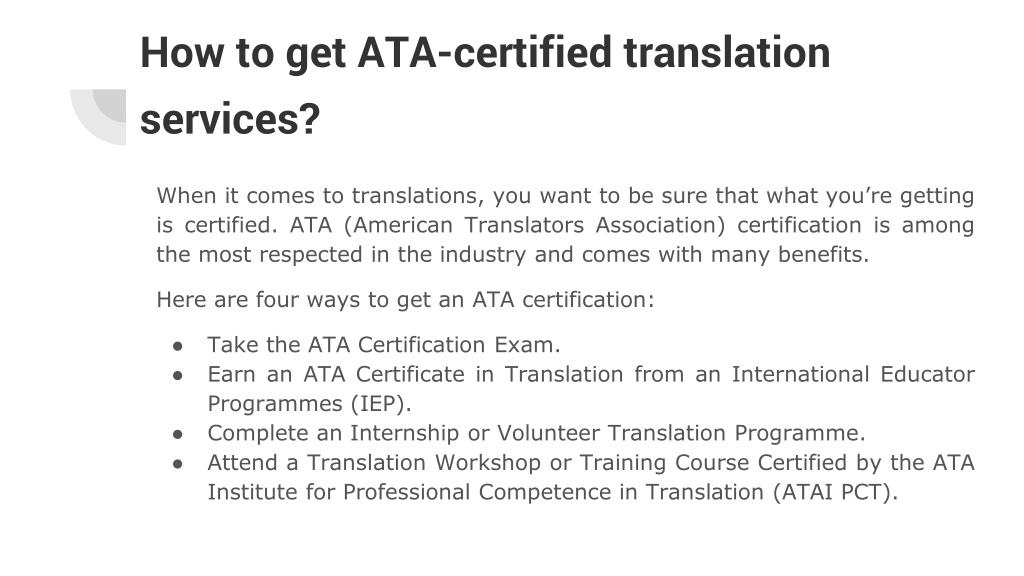 Ppt How To Get Ata Certified Translation Services Powerpoint Presentation Id11790589 5026