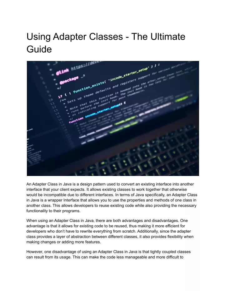 using adapter classes the ultimate guide n.