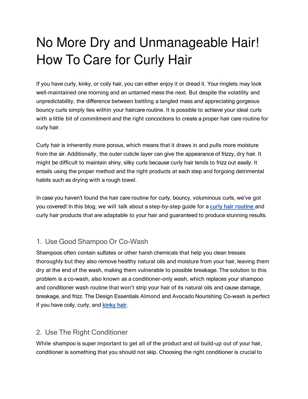 PPT - No More Dry and Unmanageable Hair! How To Care for Curly Hair ...