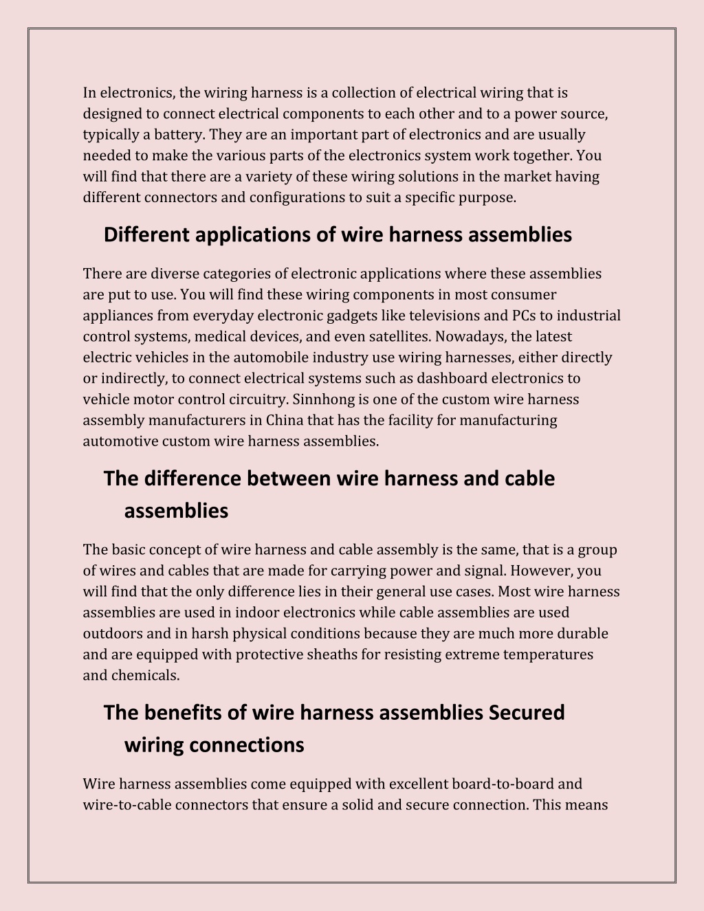 What is a Wire Harness Assembly?