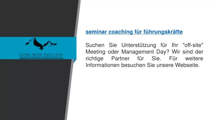 PPT - Seminare Und Teamentwicklung Für Führungskräfte Livingsense ...