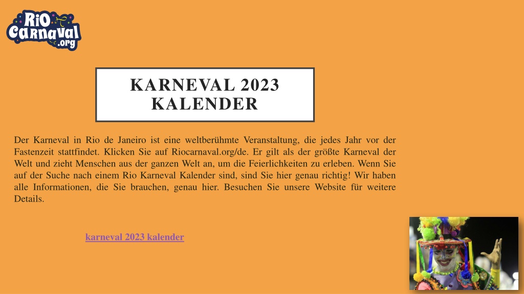 PPT - Karneval 2023 Kalender  Riocarnaval.org/de PowerPoint 