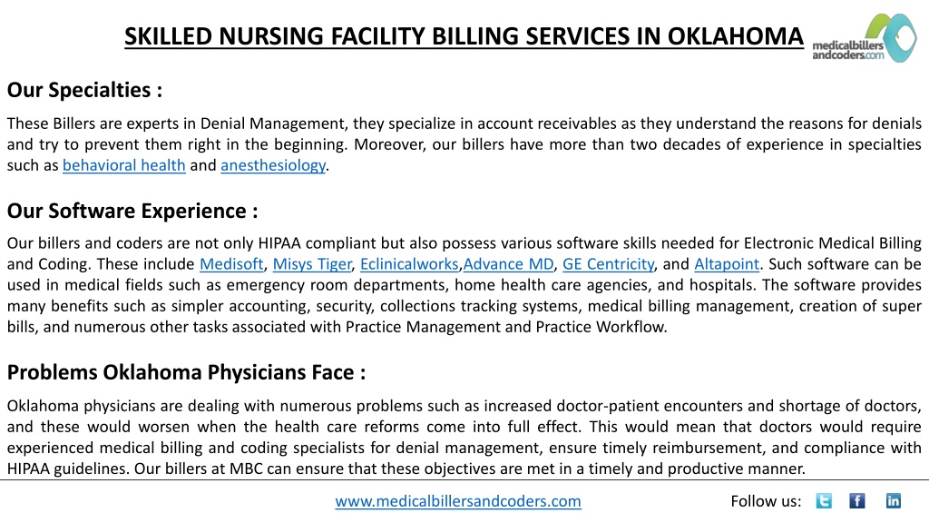 PPT - SKILLED NURSING FACILITY BILLING SERVICES IN OKLAHOMA, OK ...