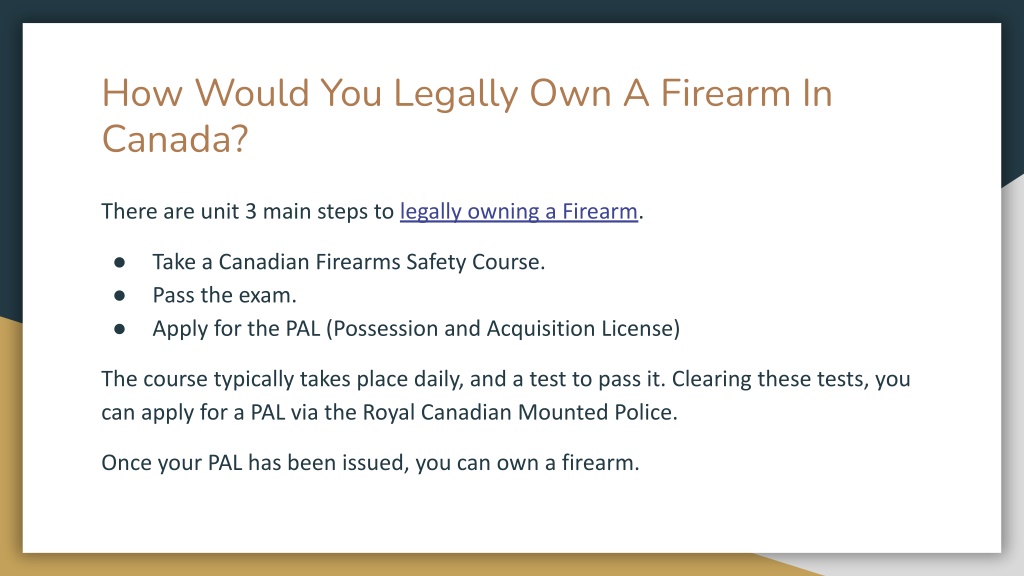 PPT Guide To Legally Own Firearms In Canada PowerPoint Presentation