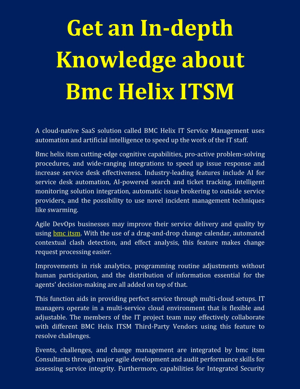 PPT - Get An In-depth Knowledge About BMC Helix ITSM PowerPoint ...