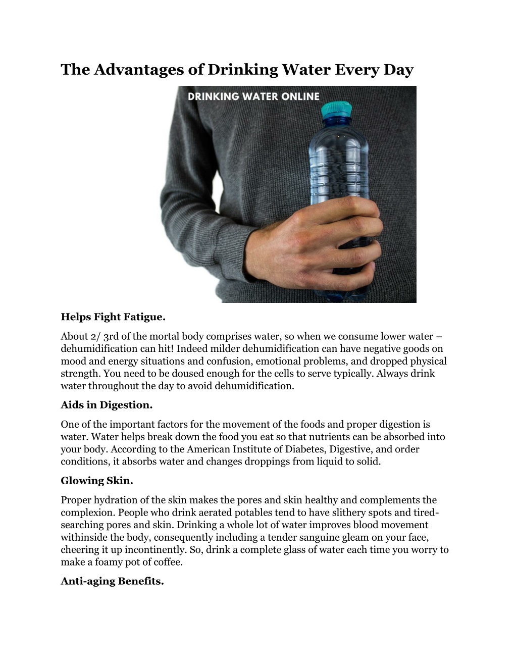 essay benefit of drinking water