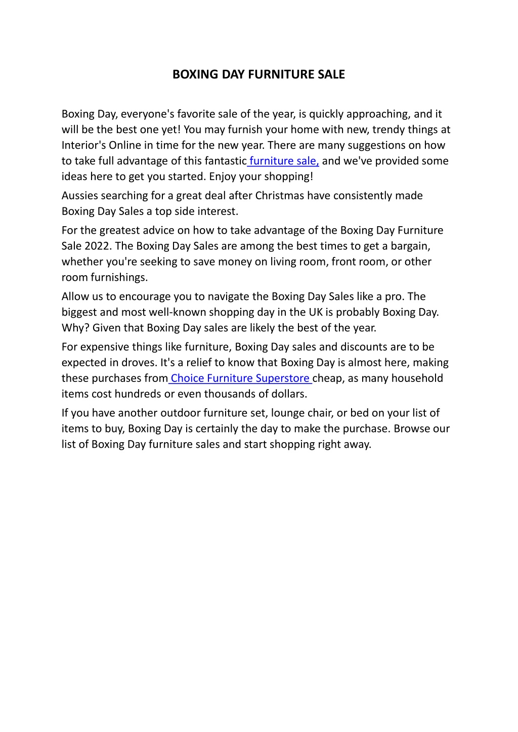 PPT BOXING DAY FURNITURE SALE PowerPoint Presentation, free download ID11794060