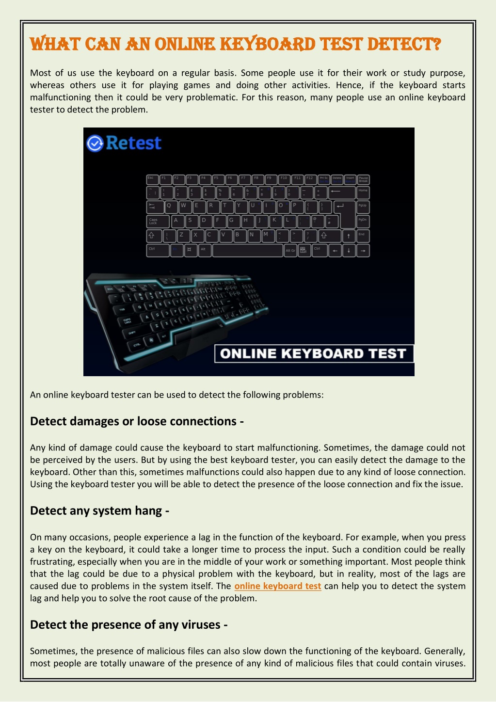 PPT What can an online keyboard test detect PowerPoint Presentation