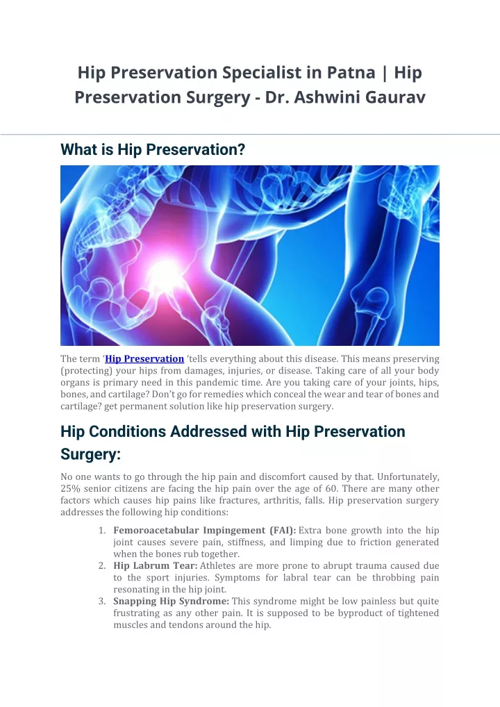 Ppt Hip Preservation Specialist In Patna Powerpoint Presentation Free Download Id11794377 9025