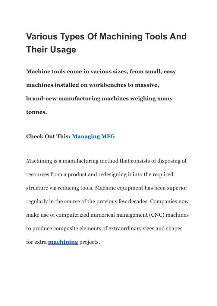 PPT Various Types Of Machining Tools And Their Usage PowerPoint