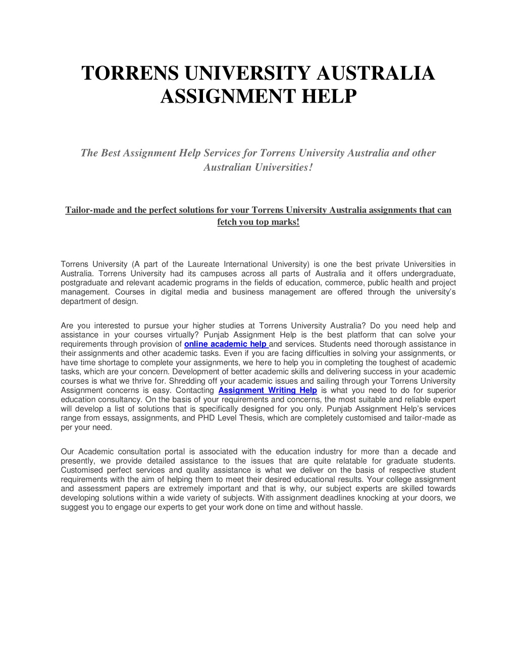torrens university assignment cover sheet