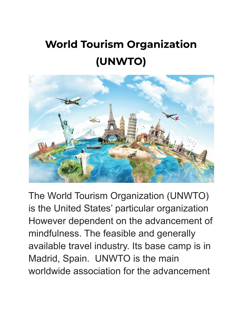 jelaskan apa itu world tourism organization