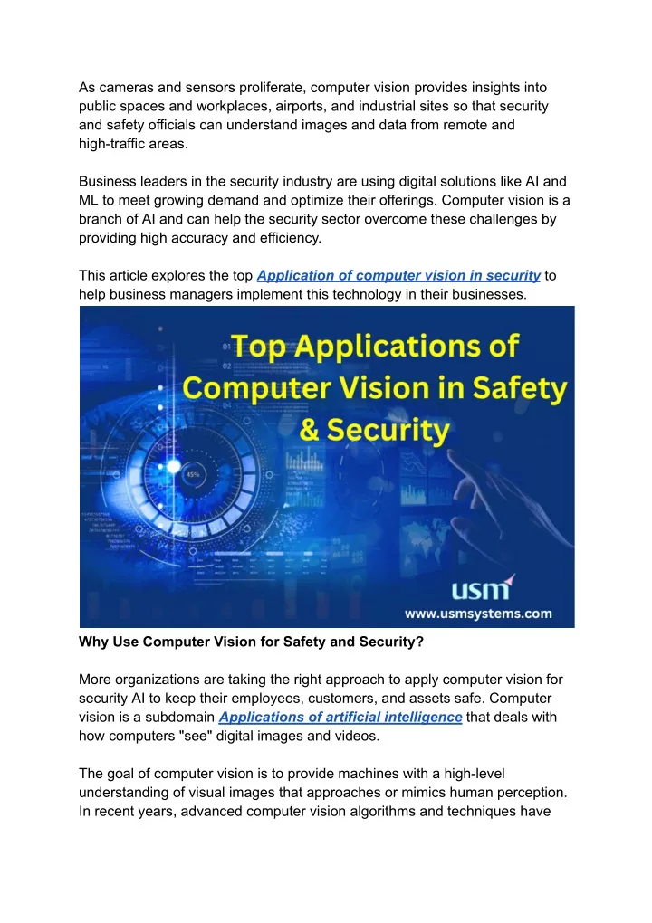 PPT - Top Applications Of Computer Vision In Safety And Security ...