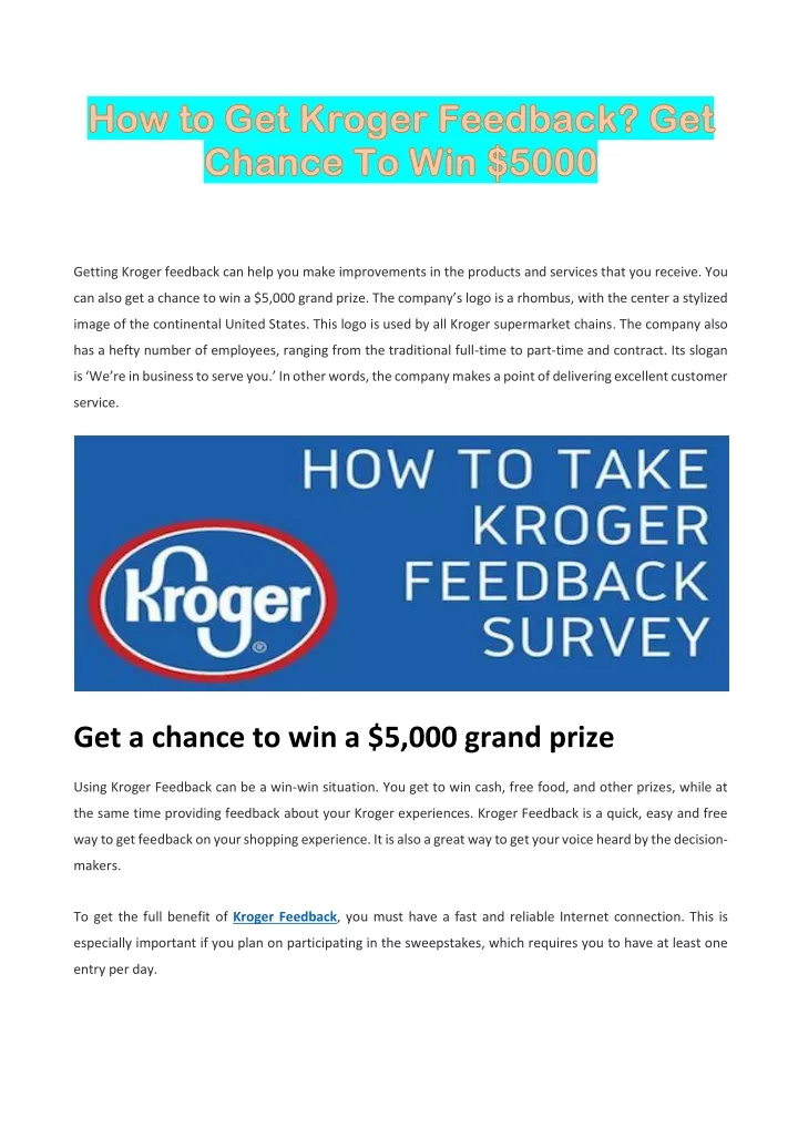 PPT - How to Get Kroger Feedback? Get Chance To Win $5000 PowerPoint Presentation - ID:11797571