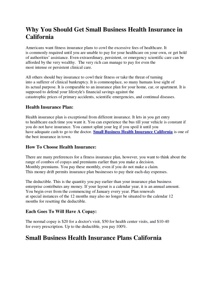 PPT - Business Health Insurance California PowerPoint Presentation ...