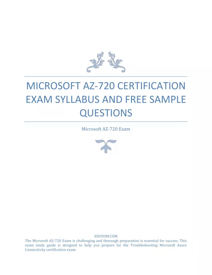 PPT - Microsoft AZ-720 Certification Exam Syllabus and Free Sample Sns-Brigh10