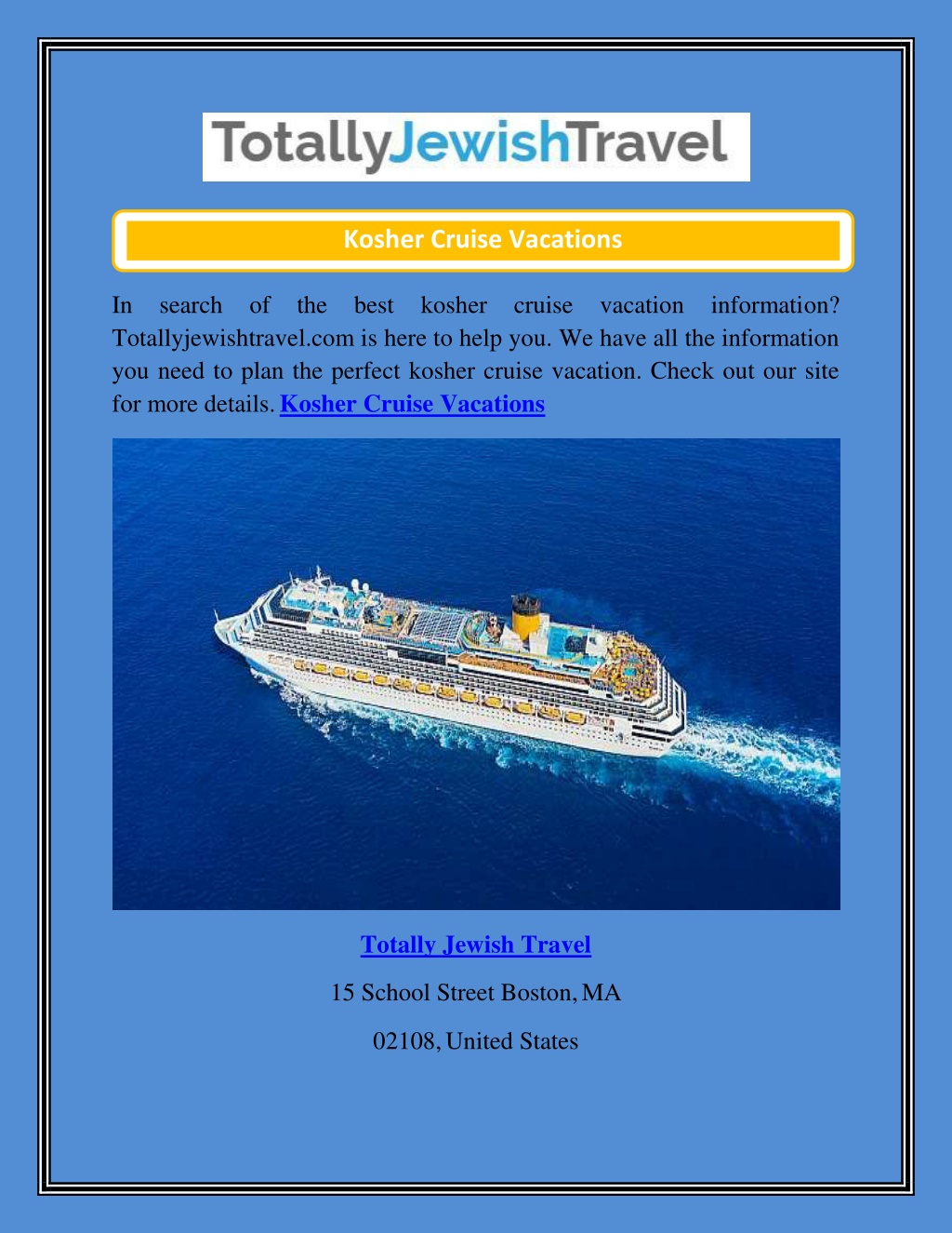 PPT Kosher Cruise Vacations Totallyjewishtravel PowerPoint