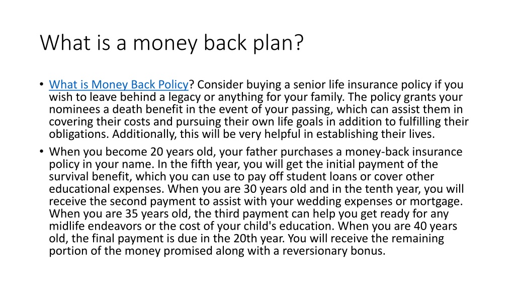 PPT What Is Money Back Policy PowerPoint Presentation Free Download 