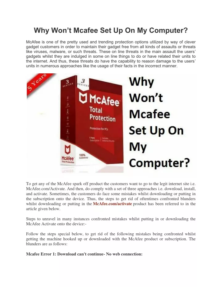 PPT Why Wont Mcafee Set Up On My Computer PowerPoint Presentation