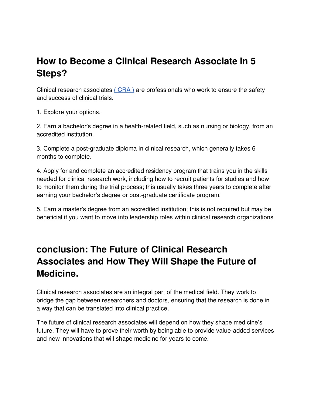 PPT - Why Become A Clinical Research Associate ( CRA )? PowerPoint ...