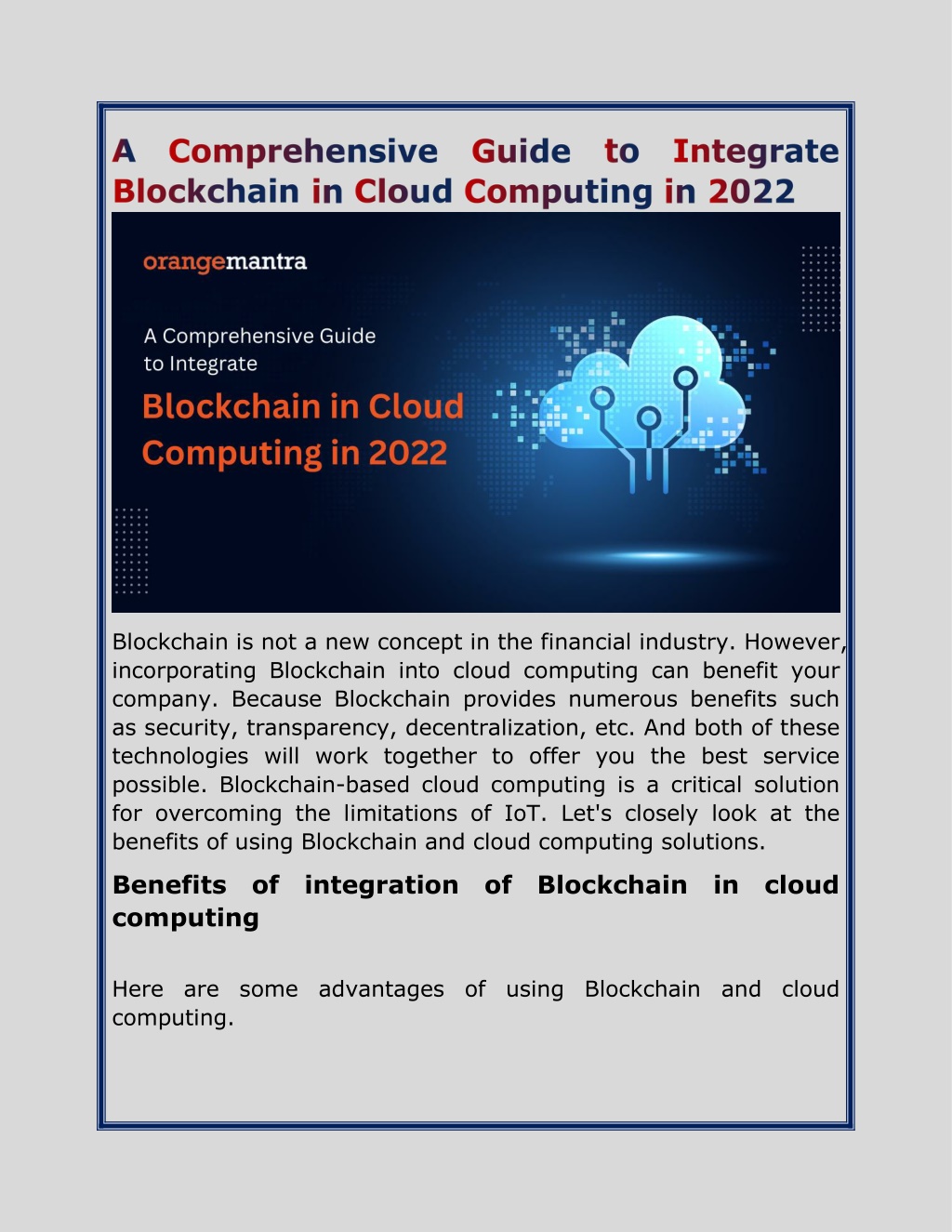 blockchain in cloud computing research paper