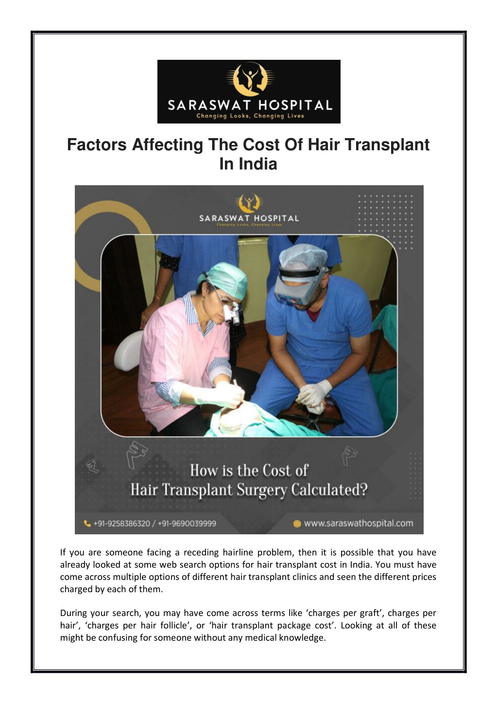 Ppt Factors Affecting The Cost Of Hair Transplant In India Powerpoint