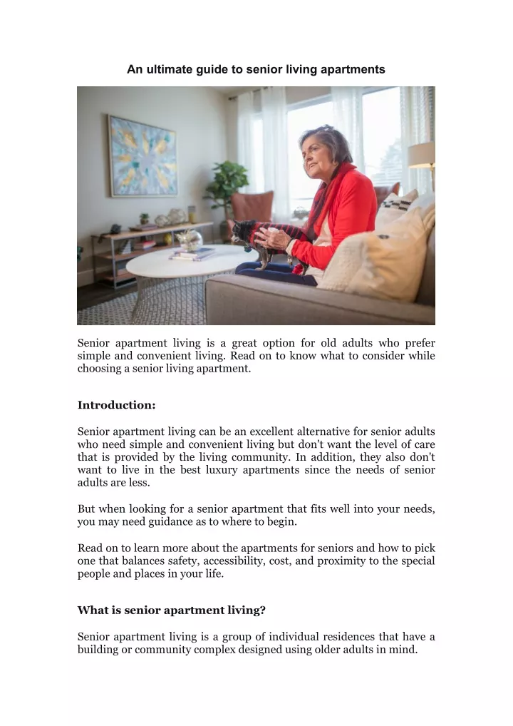 PPT - An ultimate guide to senior living apartments PowerPoint