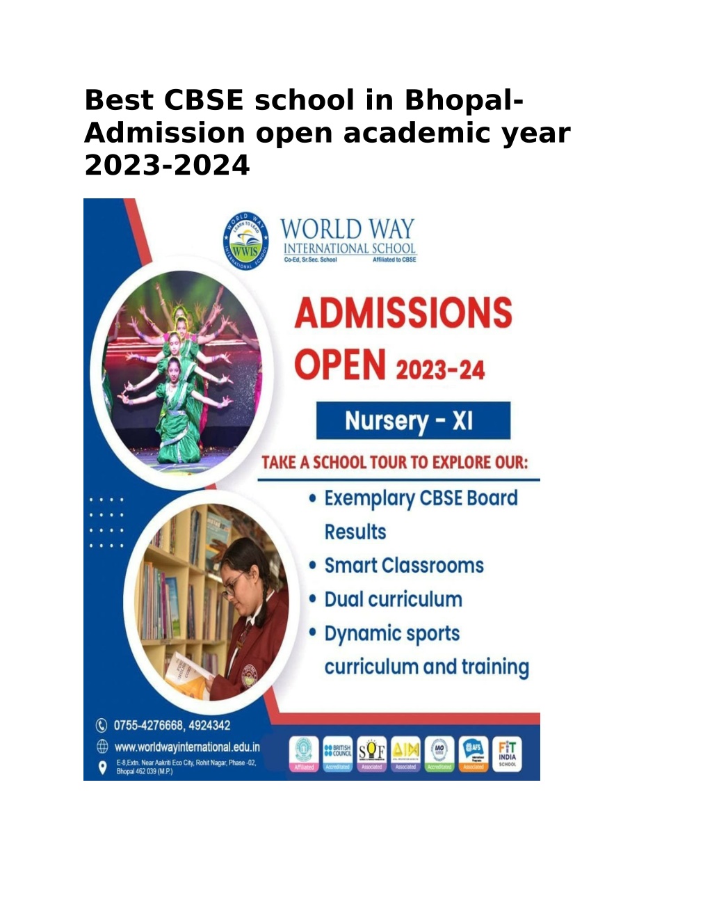 PPT Best CBSE school in Bhopal Admission open academic year 2023