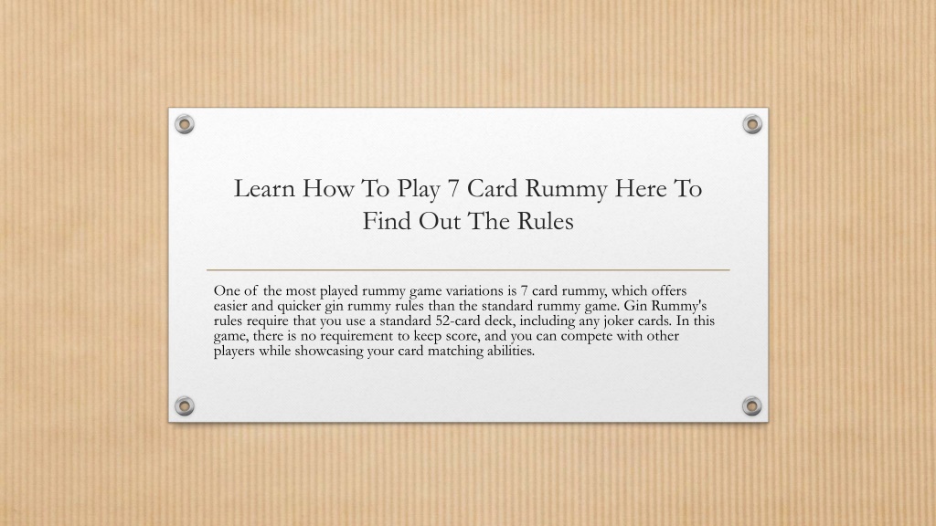 Gin rummy, Card Game, Rules & Variations