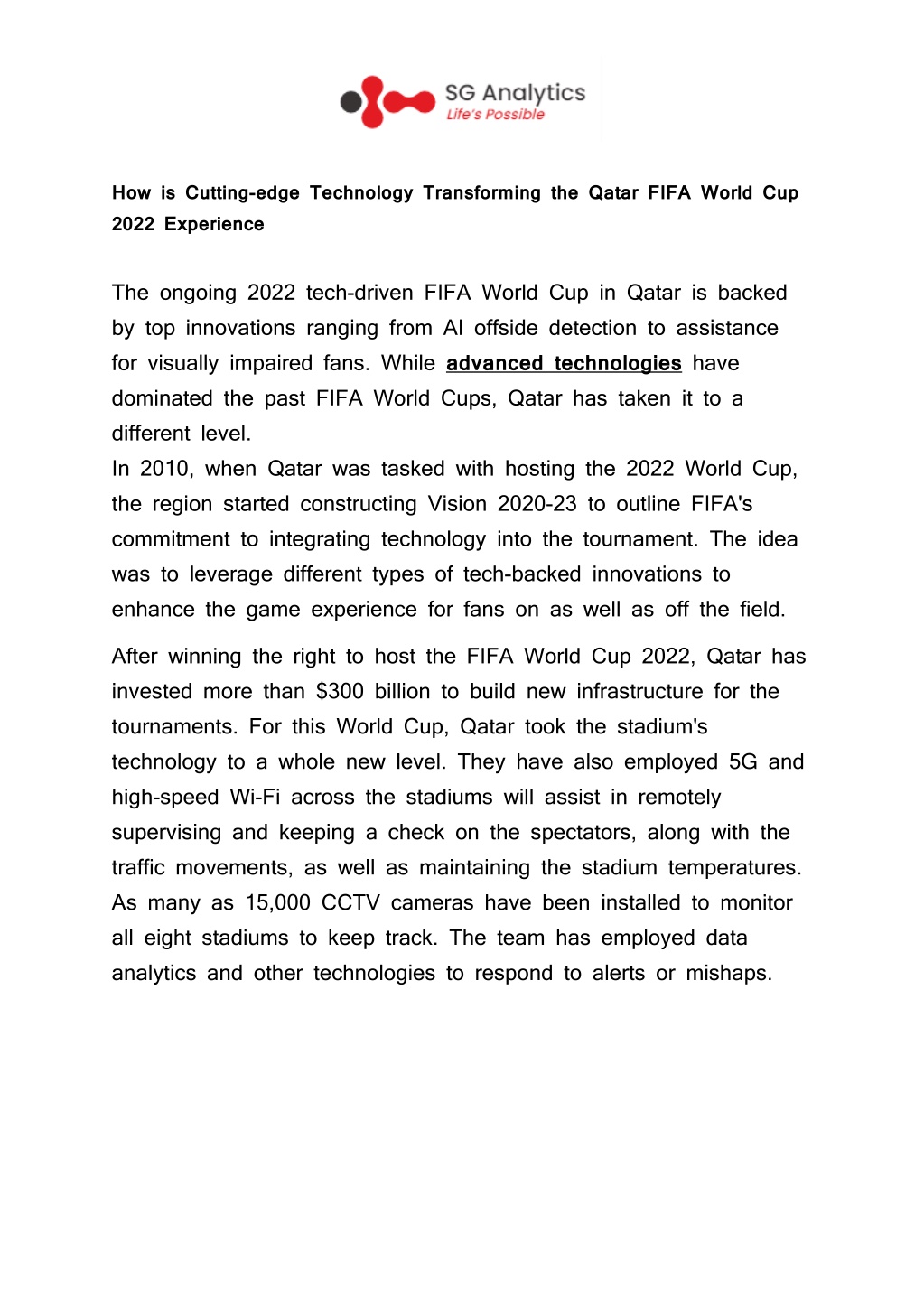 PPT - FIFA World Cup 2022 to Use Cutting-edge Technology Throughout 