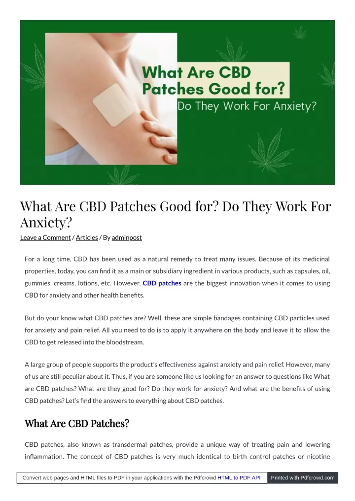 PPT - What Are CBD Patches Good for? Do They Work For Anxiety ...