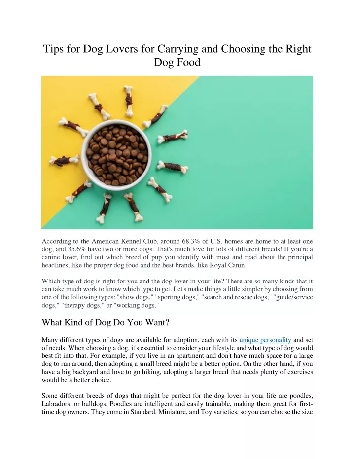 ppt-tips-for-dog-lovers-for-carrying-and-choosing-the-right-dog-food