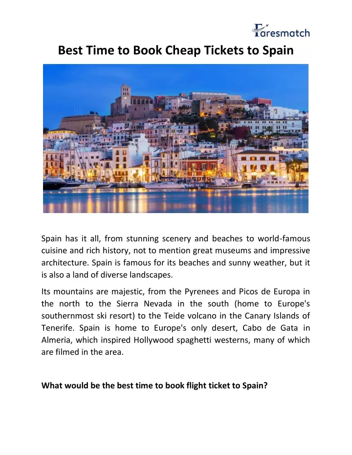 best time to book cheap tickets to spain n.