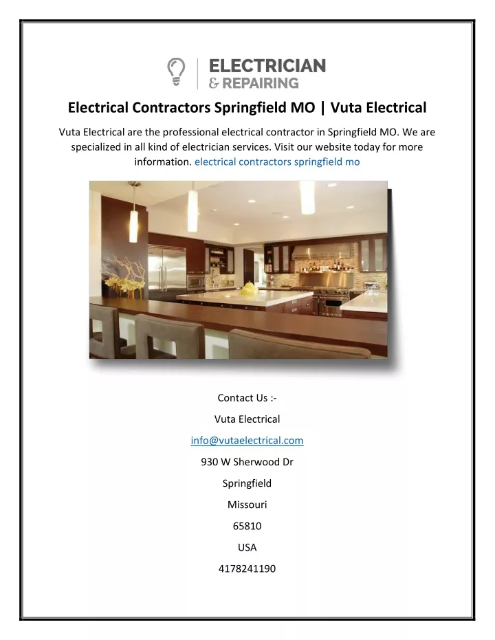 PPT Electrical Contractors Springfield MO Vuta Electrical PowerPoint