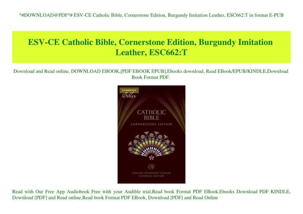 PPT - ^#DOWNLOAD@PDF^# ESV-CE Catholic Bible Cornerstone Edition ...